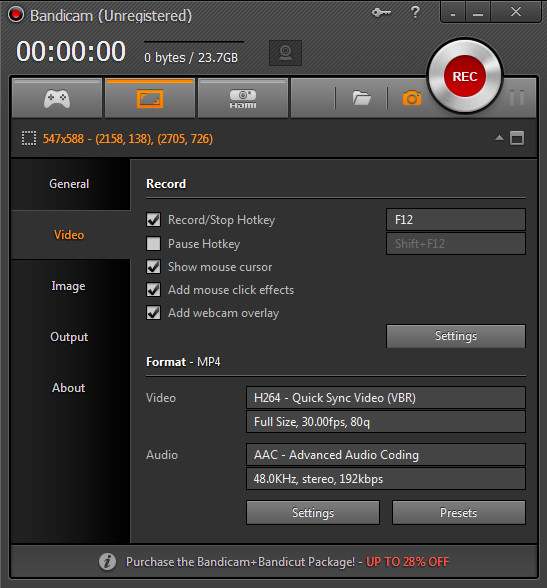 Bandicam screen recorder