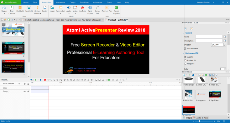 Giao diện phần mềm ActivePresenter